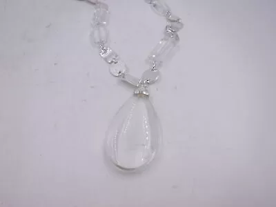 Chico’s Silver and Clear Necklace 19″ 20″ With Big Clear Stone