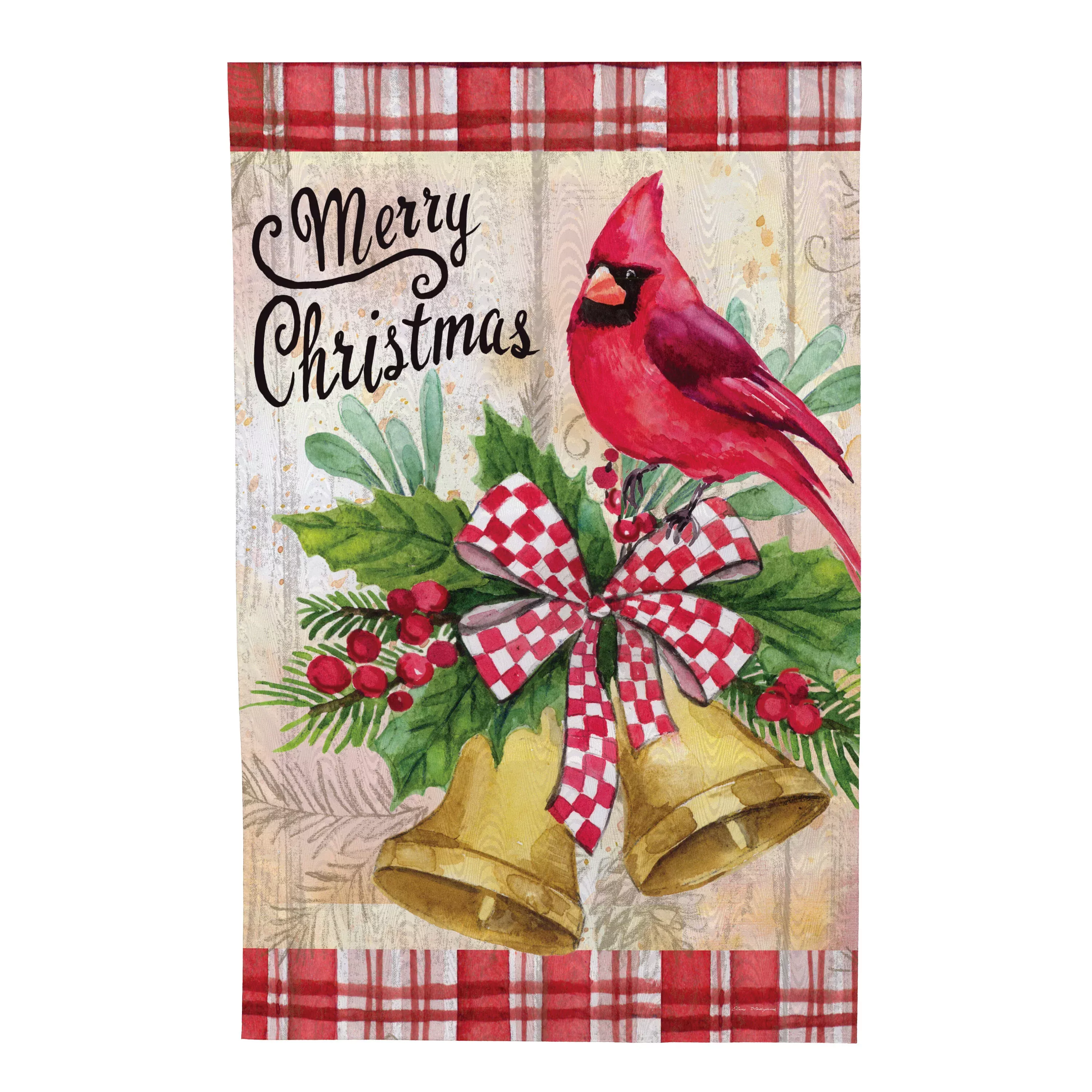 Christmas Bells Cardinal Moire Flag