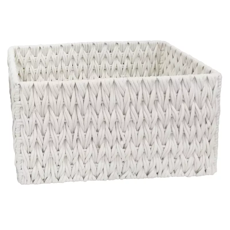 Chunky White Rectangle Fabric Storage Basket, Extra Large