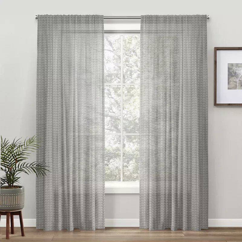 Claremore Grey Sheer Curtain Panel, 84"