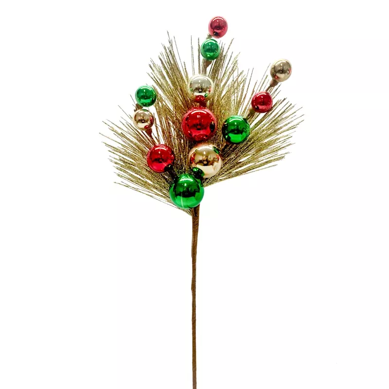 Classic Christmas Glittered Pine with Ornament Ball Spray, 22"