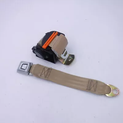Classic Starburst Push Button Tan Lap Seat Belt with Retractable Hardware