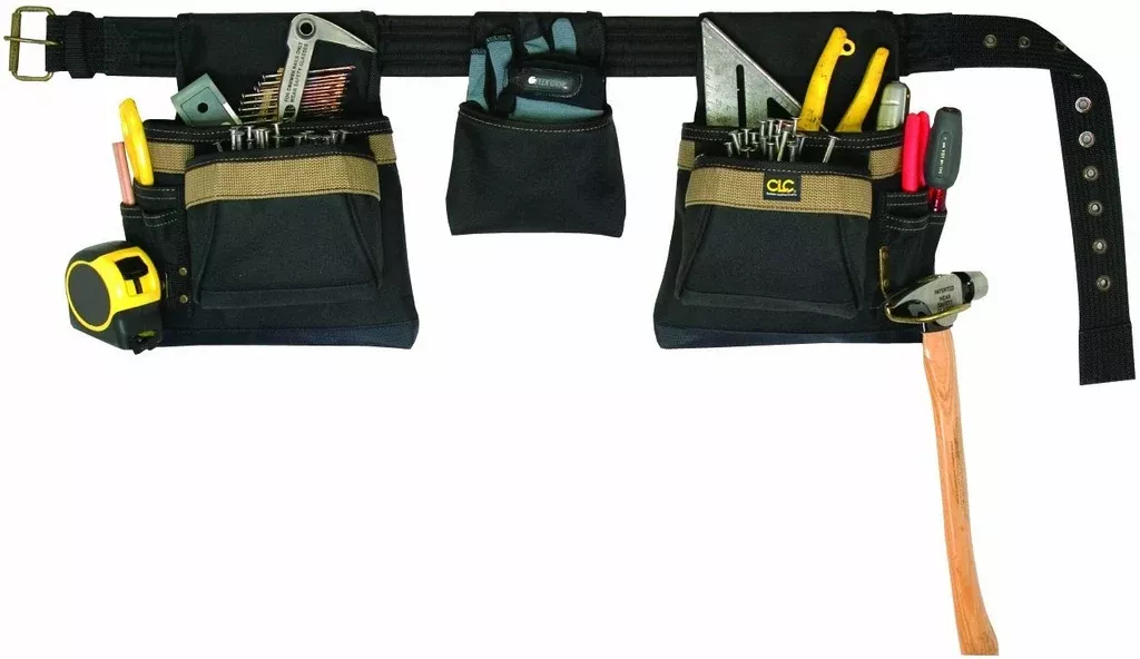 CLC Work Gear 1649 4-Piece Carpenter’s Tool Belt, Black/Khaki