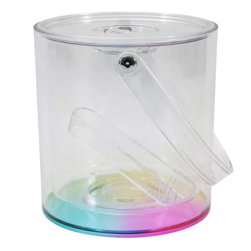 Clear Acrylic with Rainbow Finish Ice Bucket, 3qt