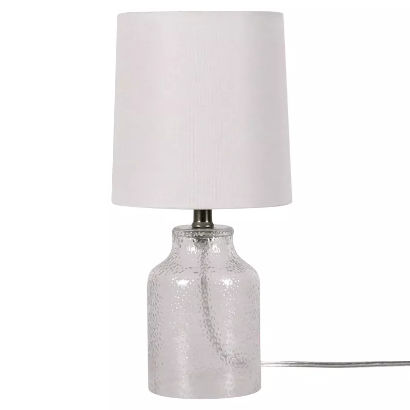 Clear Dimpled Glass Mini Table Lamp with Shade, 13"