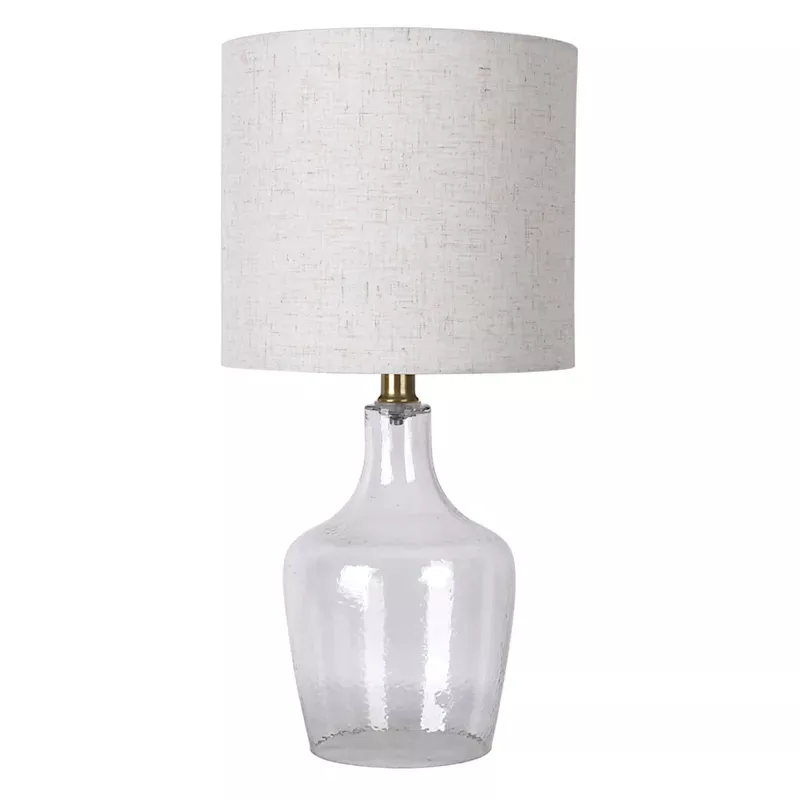 Clear Dimpled Glass Table Lamp with Shade, 18"