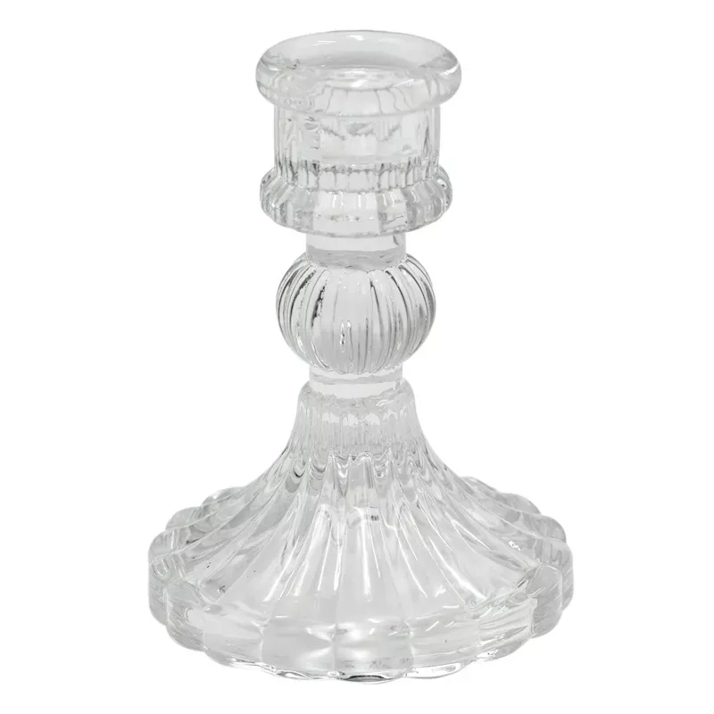 Clear Glass Taper Candle Holder, 3x4