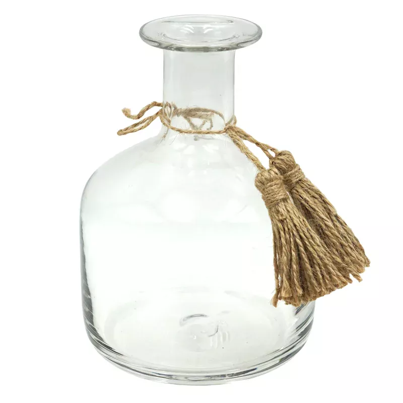 Clear Glass Tassel Vase, 6.5"