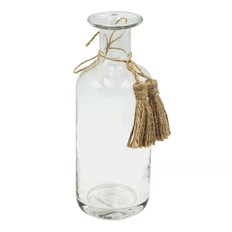 Clear Glass Tassel Vase, 8.5"