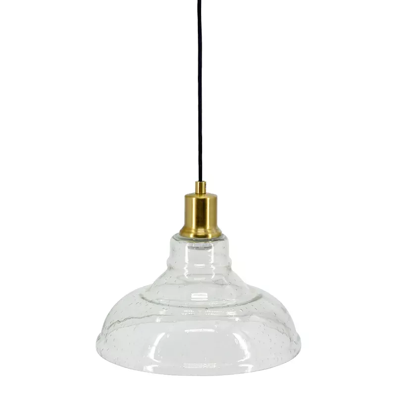 Clear Turned Glass Hardwire Pendant Light, 10"