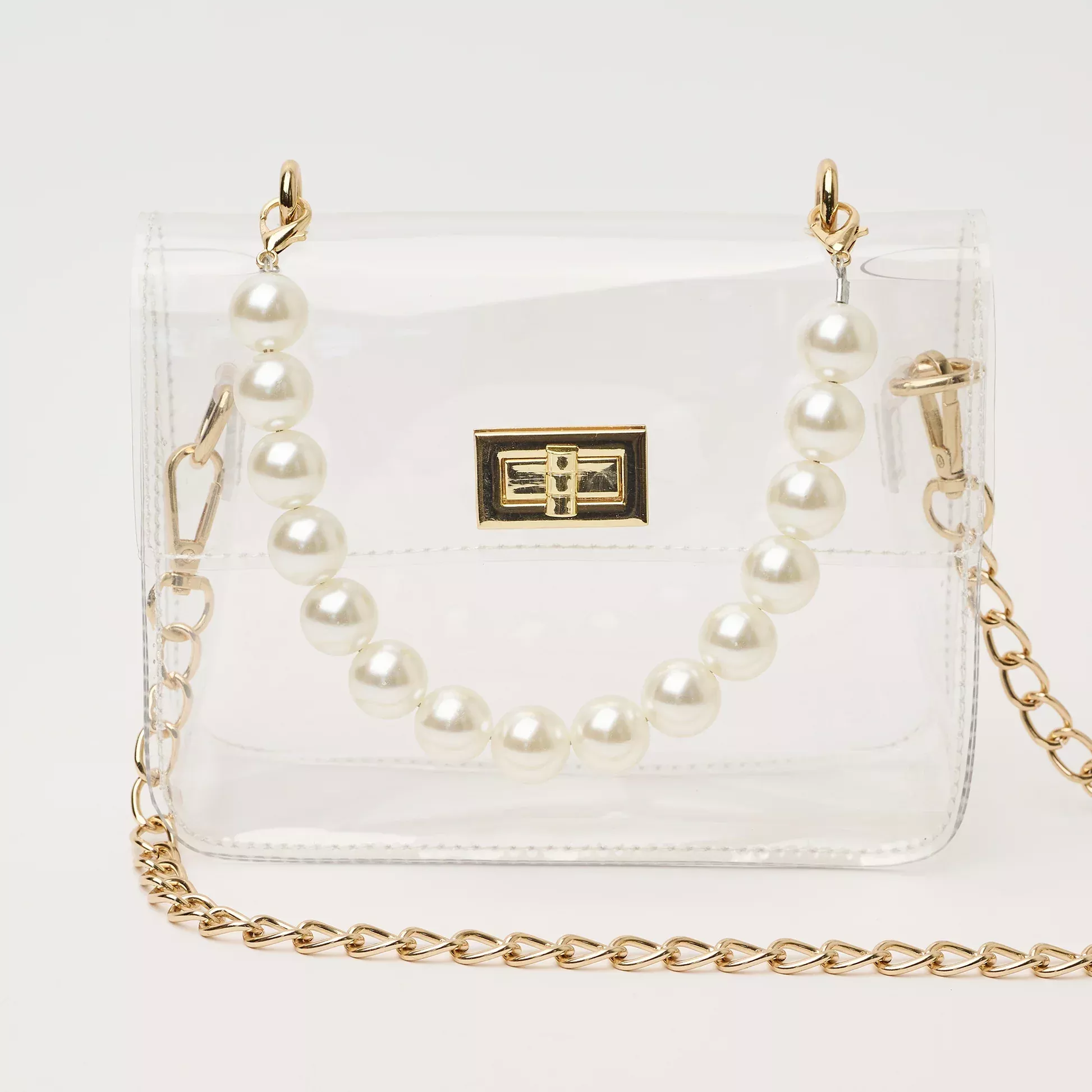 Clearly Handbags - Audrey Clear Stadium Bag, Pearl