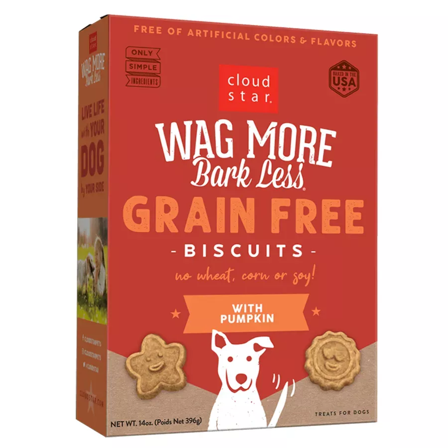 Cloud Star Wag More Bark Less Oven Baked Biscuits Grain-Free Dog Treats - Pumpkin - 14 oz