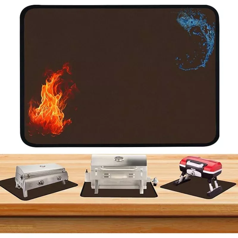 Coffee 15×18 Inch Heat Resistant Mat for Outdoor Grill Table & Blackstone Griddle BBQ, Air Fryer & Indoor Fireplace Protection (0.04 In Thickness)