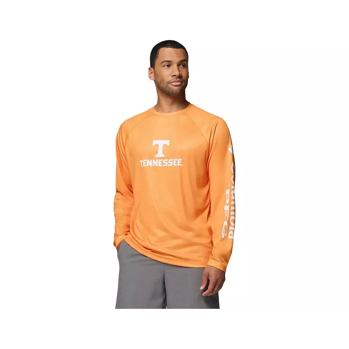 Columbia Men's University of Tennessee Collegiate PFG Terminal Tackle Heather Long Sleeve Shirt
