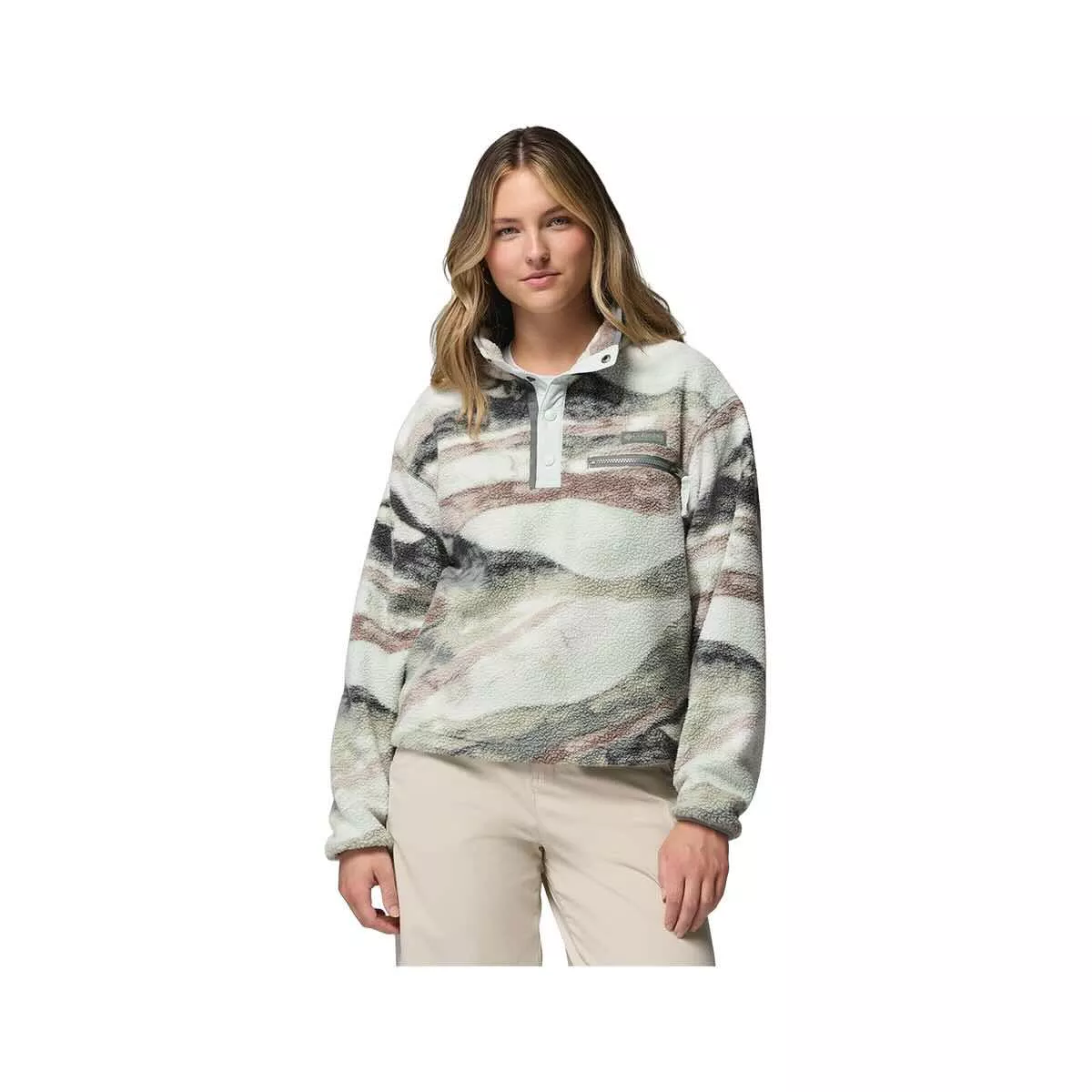 Columbia Women's Helvetia II Printed Cropped Half Snap Fleece Pullover