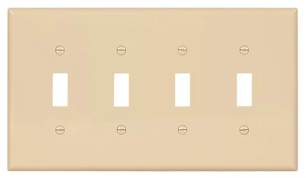 Cooper Wiring PJ4V Mid-Size Polycarbonate 1-Gang Strap Blank Wallplate, Ivory