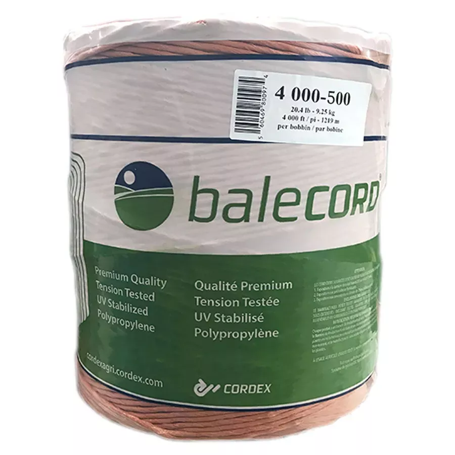 Cordex Balecord Polypropylene Baler Twine - 500 Lb. Knot Strength - 4,000' - Orange