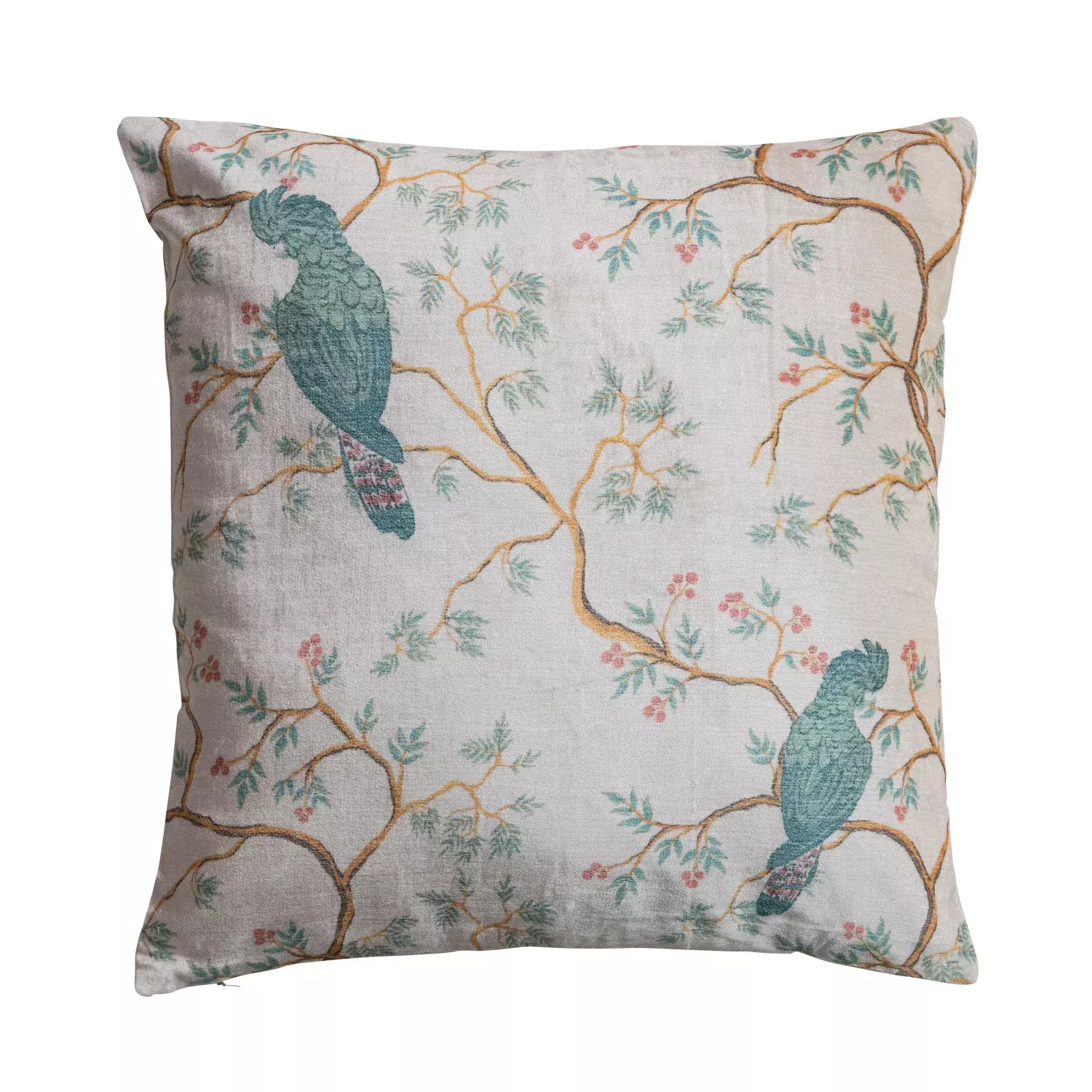 Creative Co-op - Birds & Branches Velvet Pillow