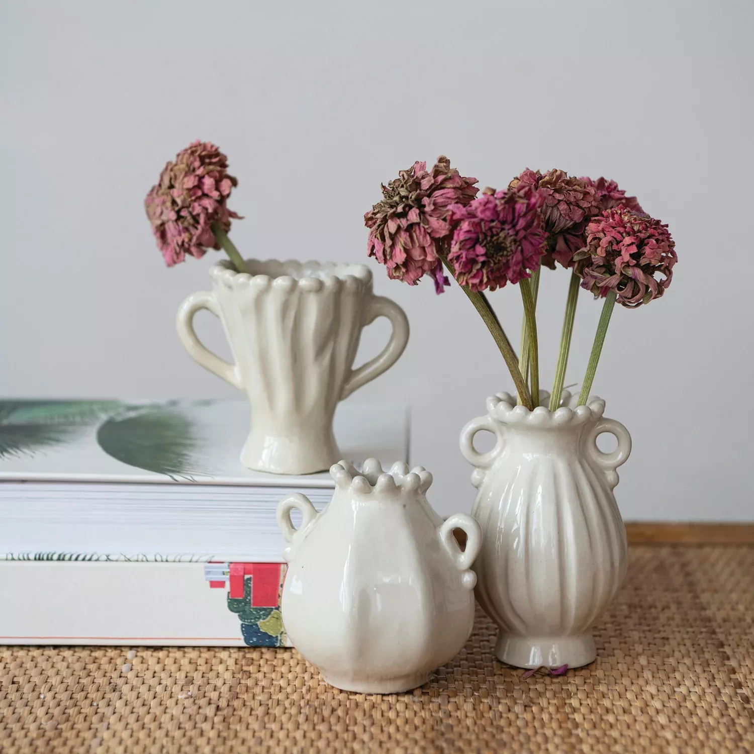 Creative Co-op - Cream Color Handled Vase