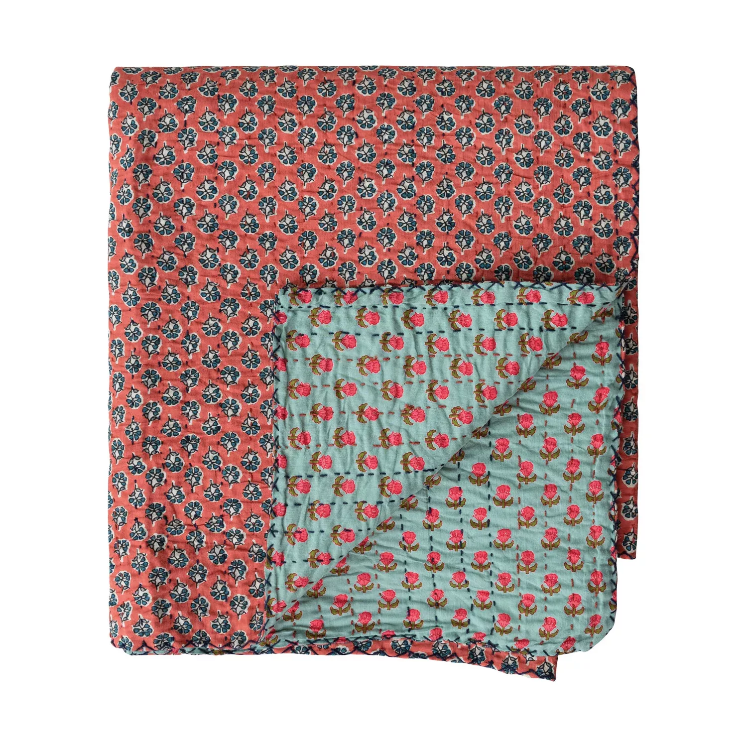 Creative Co-op - Double Sided Throw with Kantha Stitch Embroidery
