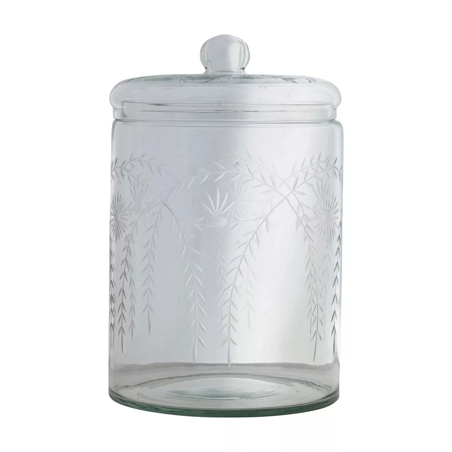 Creative Co-op - Glass Jar with Etched Botanicals & Lid
