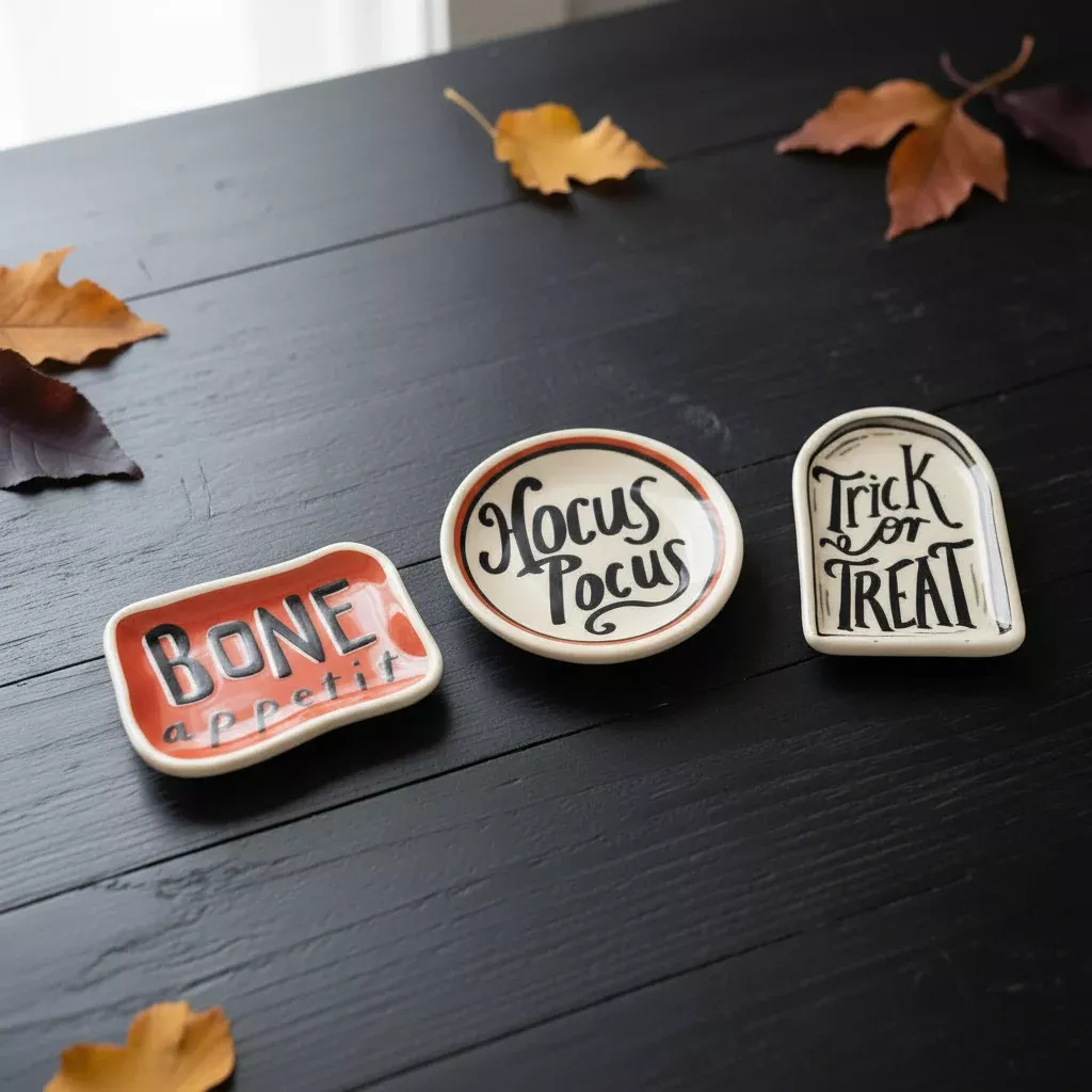 Creative Co-op - Halloween Sayings Trinket Dish