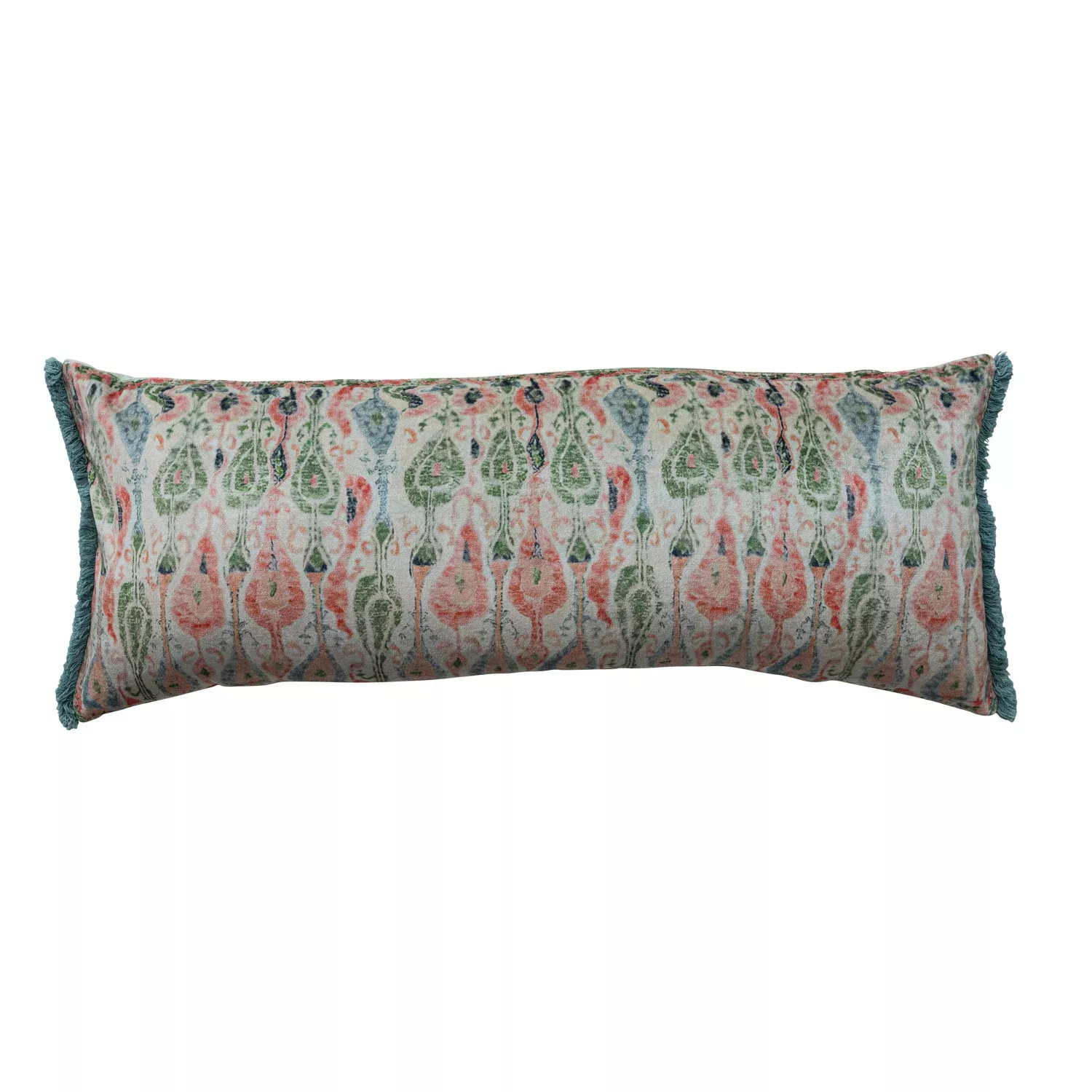 Creative Co-op - Lumbar Pillow with Pattern & Eyelash Fringe