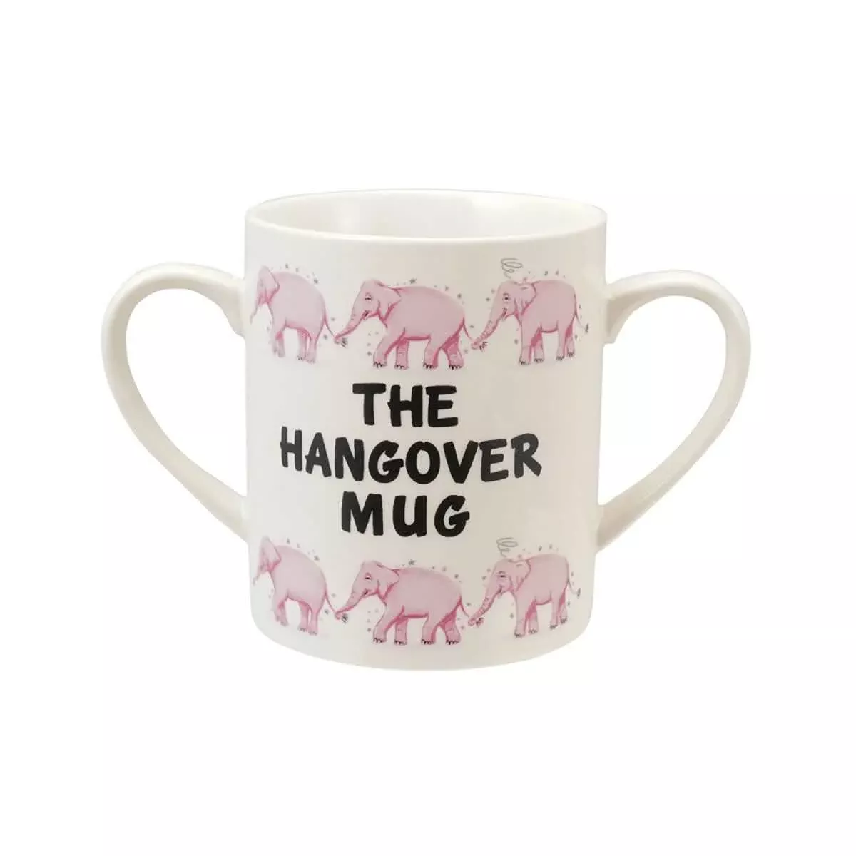 Creative Co-Op Pink Elephant Stoneware Double Handle Mug