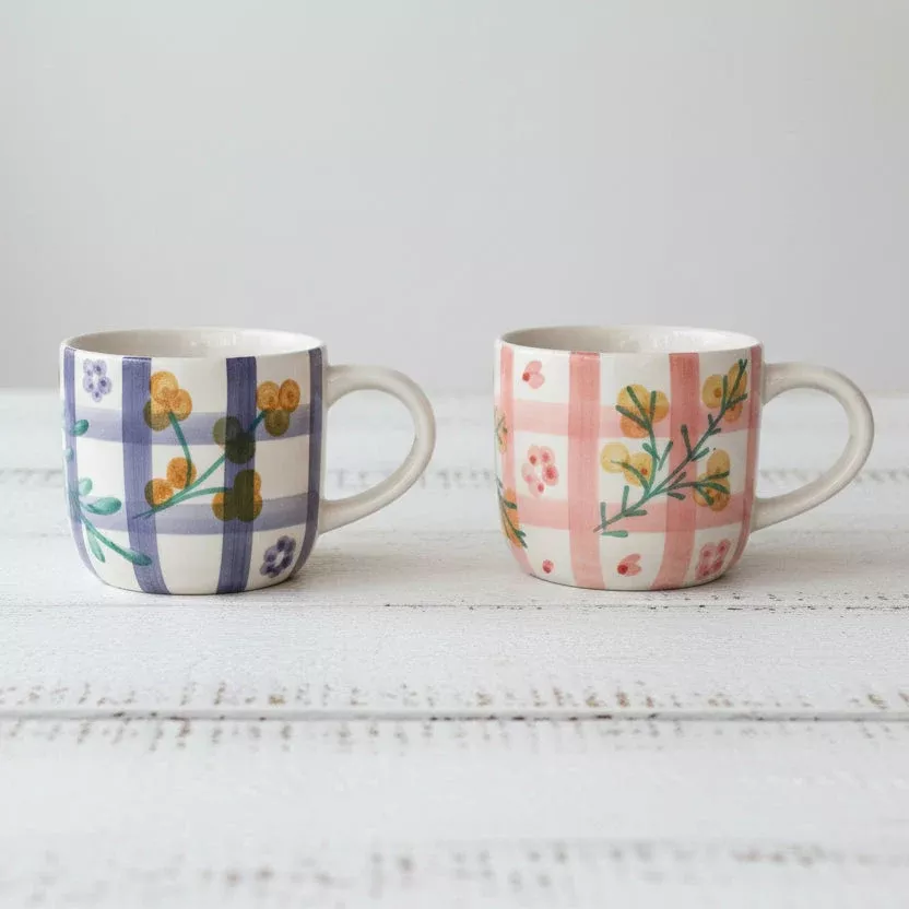 Creative Co-op - Plaid & Floral Mug