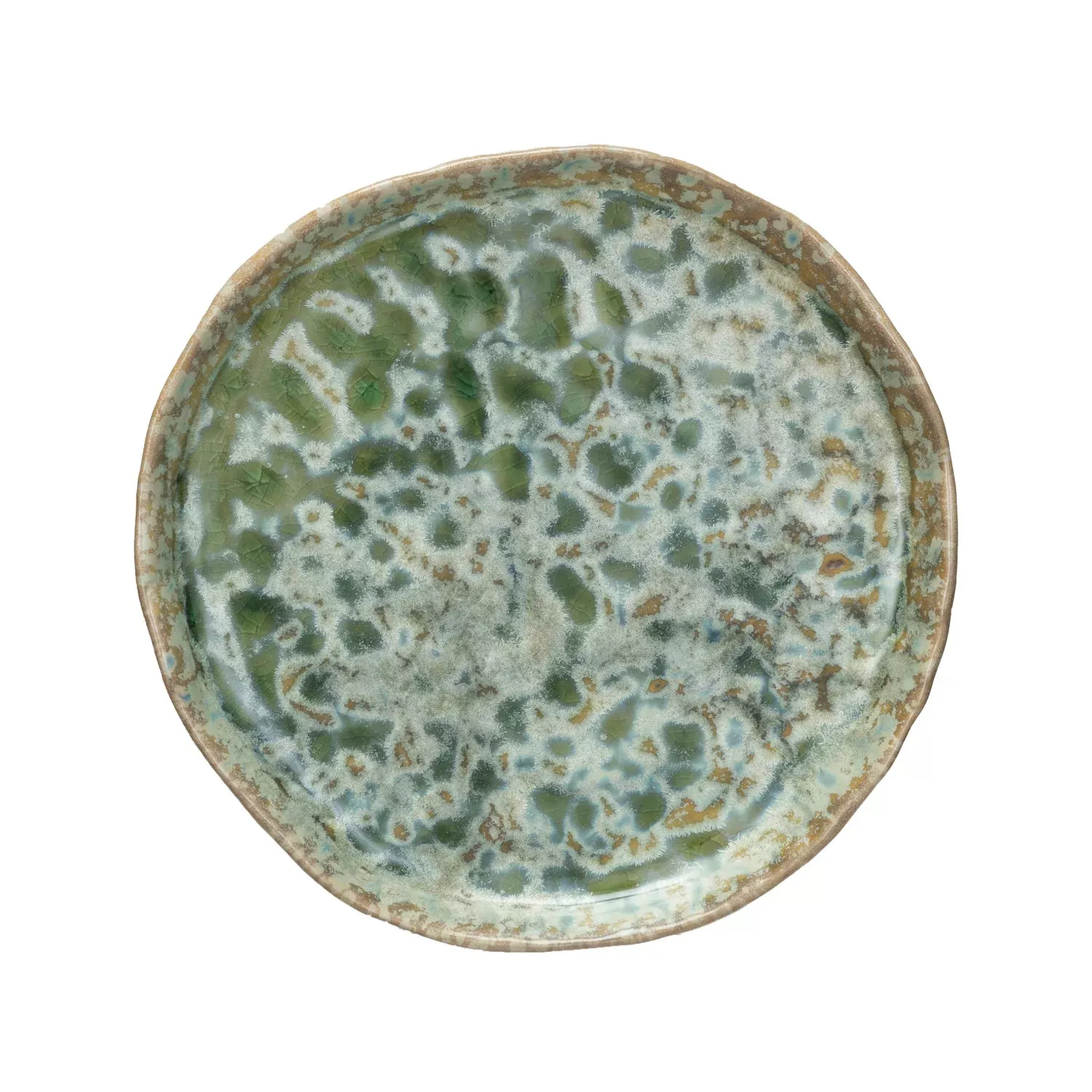 Creative Co-op - Stoneware Plate with Reactive Crackle Glaze