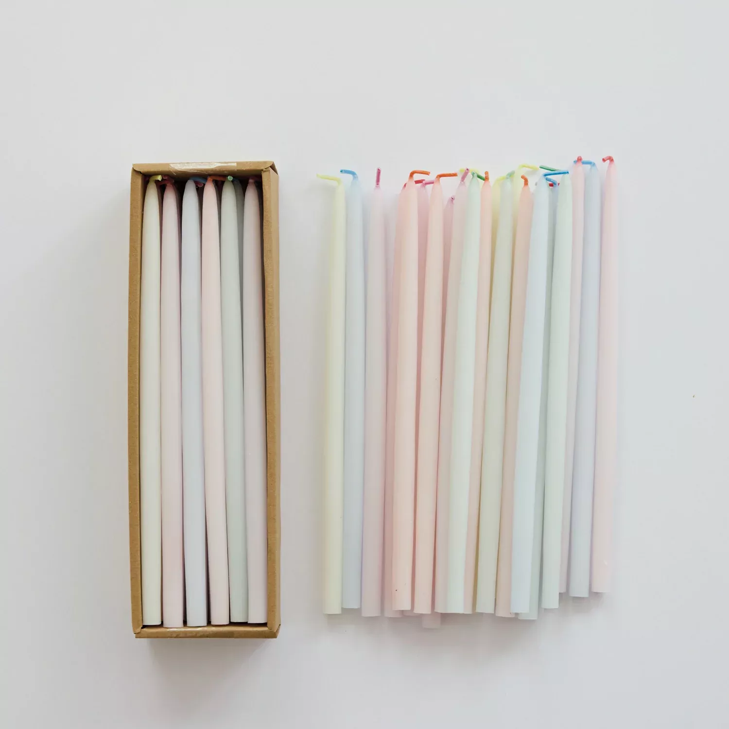 Creative Co-op - Unscented Thin Taper Candles with Multi Color Wick