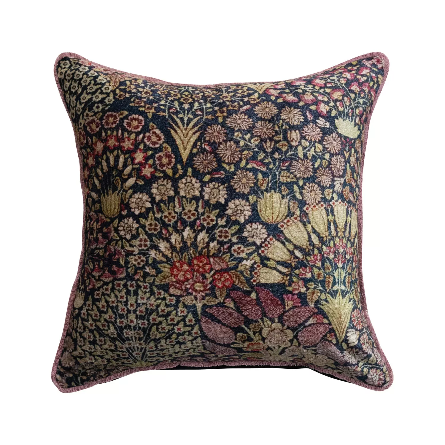 Creative Co-op - Velvet Pillow with Botanical Pattern