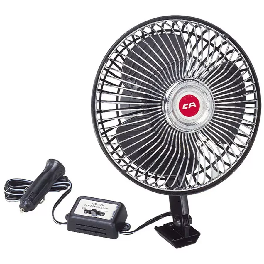 Custom Accessories 6" Black Plastic Clamp Mount 2 Speed Oscillating Fan - 12V