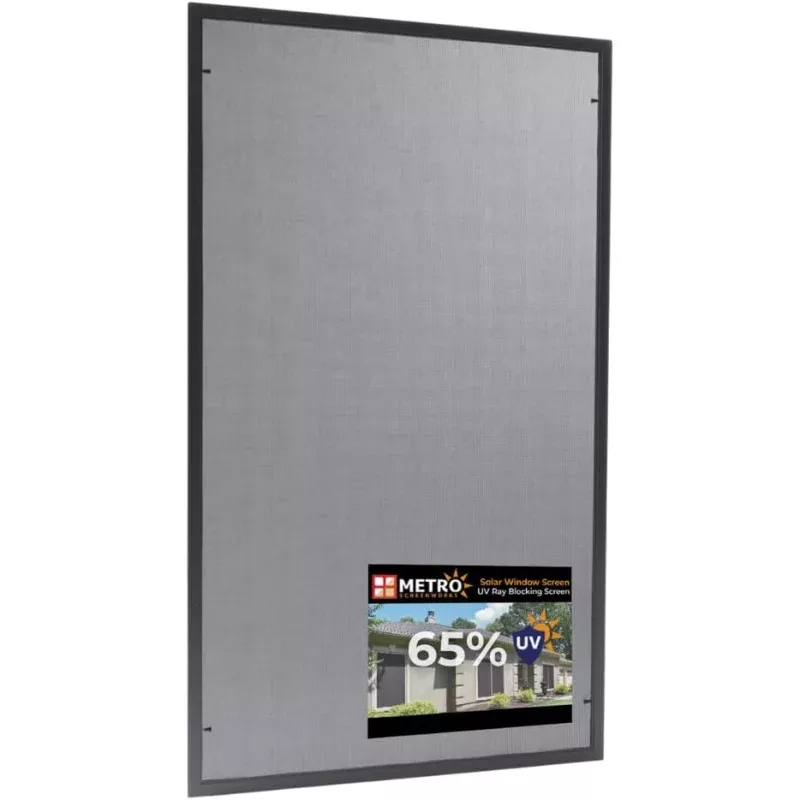Custom Solar Screens for Windows Exterior 65% Shade – Pre-Framed Solar Window Screen Mesh – Home Improvement for Reduced Glare & Heat – 65% UV & Insect Blocker – Fully-Assembled & Ready to Install