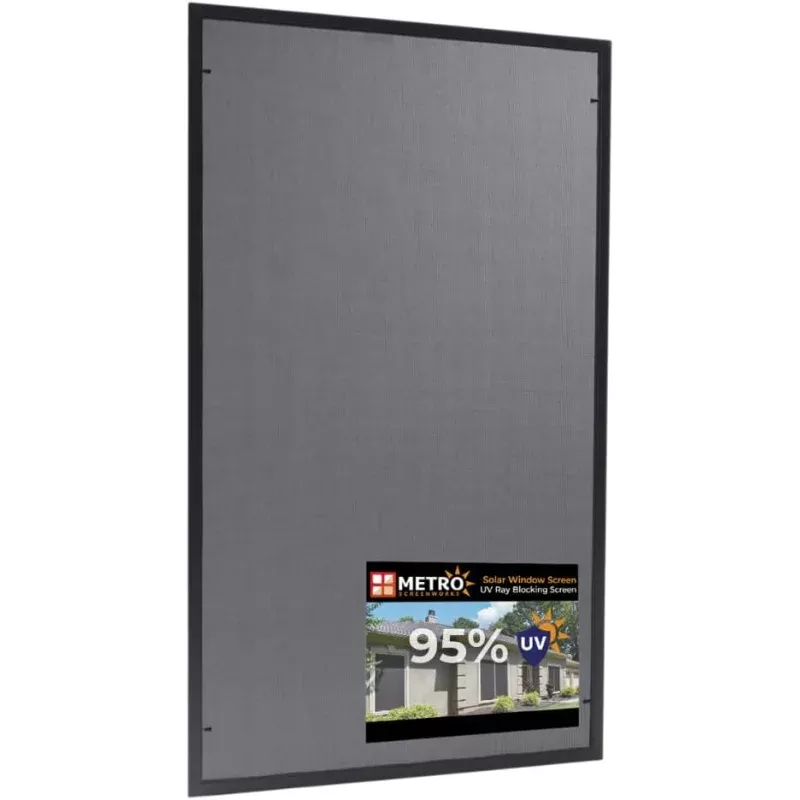 Custom Solar Screens for Windows Exterior 95% Shade – Pre-Framed Solar Window Screen Mesh – Home Improvement for Reduced Glare & Heat – UV Blocker Fabric – Fully-Assembled & Ready to Install
