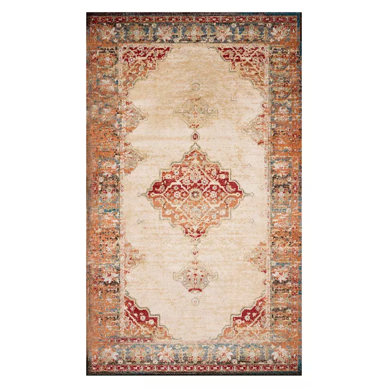 (D474) Alisa Medallion Ivory Sunset Area Rug, 8x10