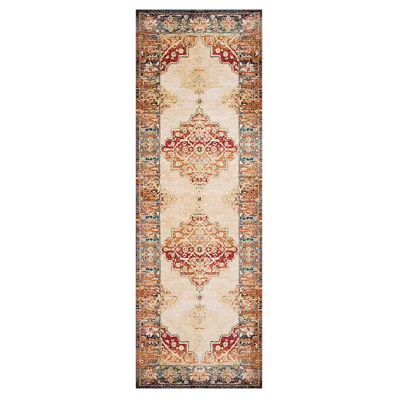 (D474) Alisa Medallion Ivory Sunset Runner, 2x7