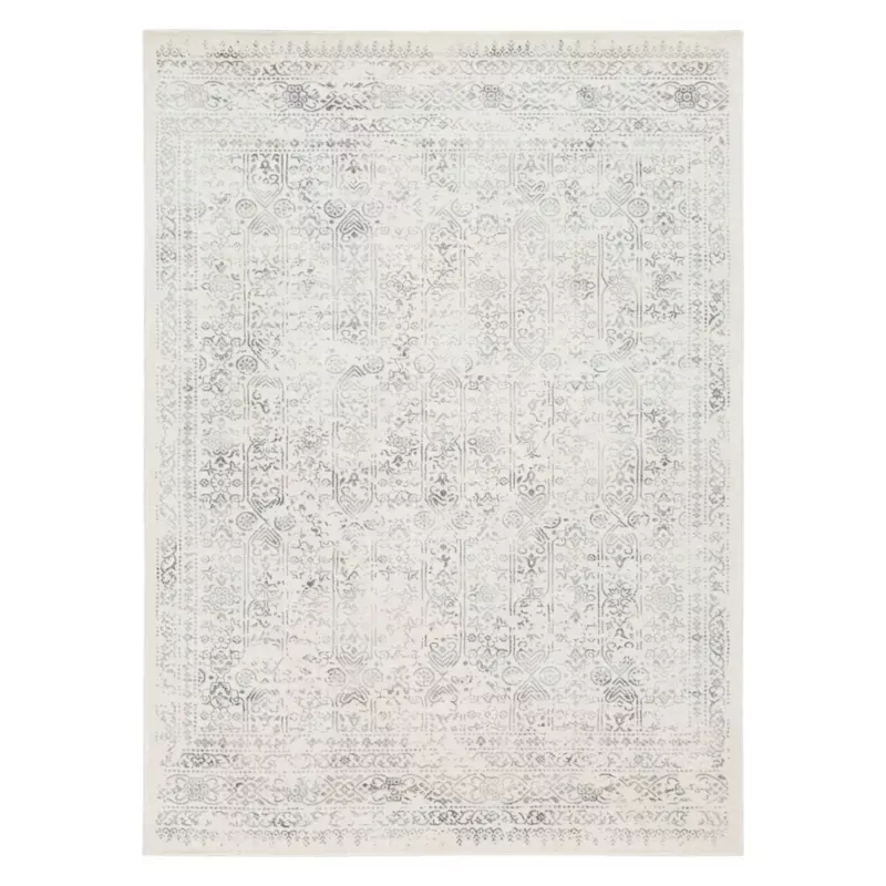 (D487) Roma Ivory & Grey Medallion Area Rug, 5x7