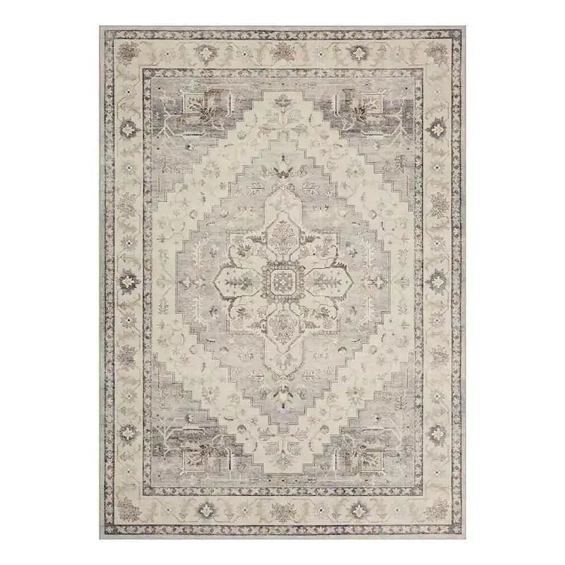(D576) Grand Villa Taupe Medallion Area Rug, 8x10