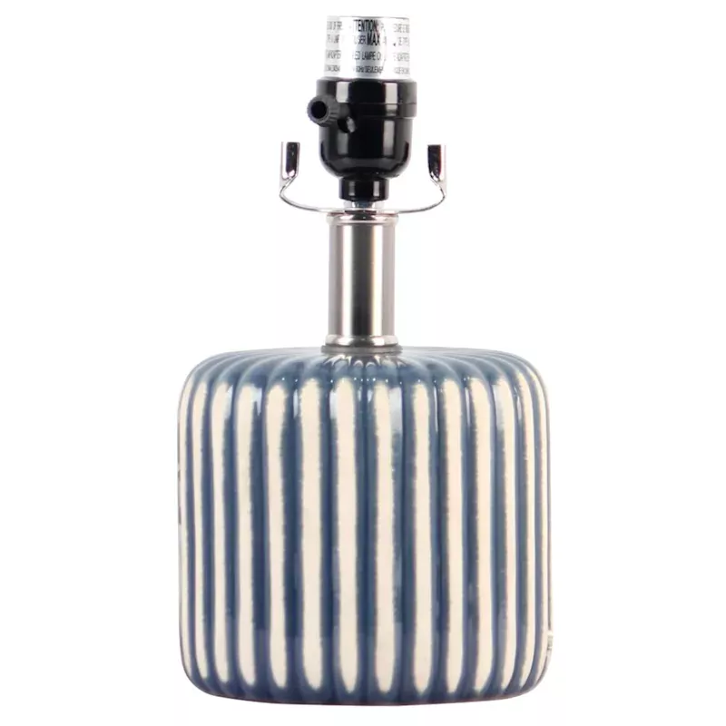 Dark Grey Striped Ceramic Lamp Base, 10"