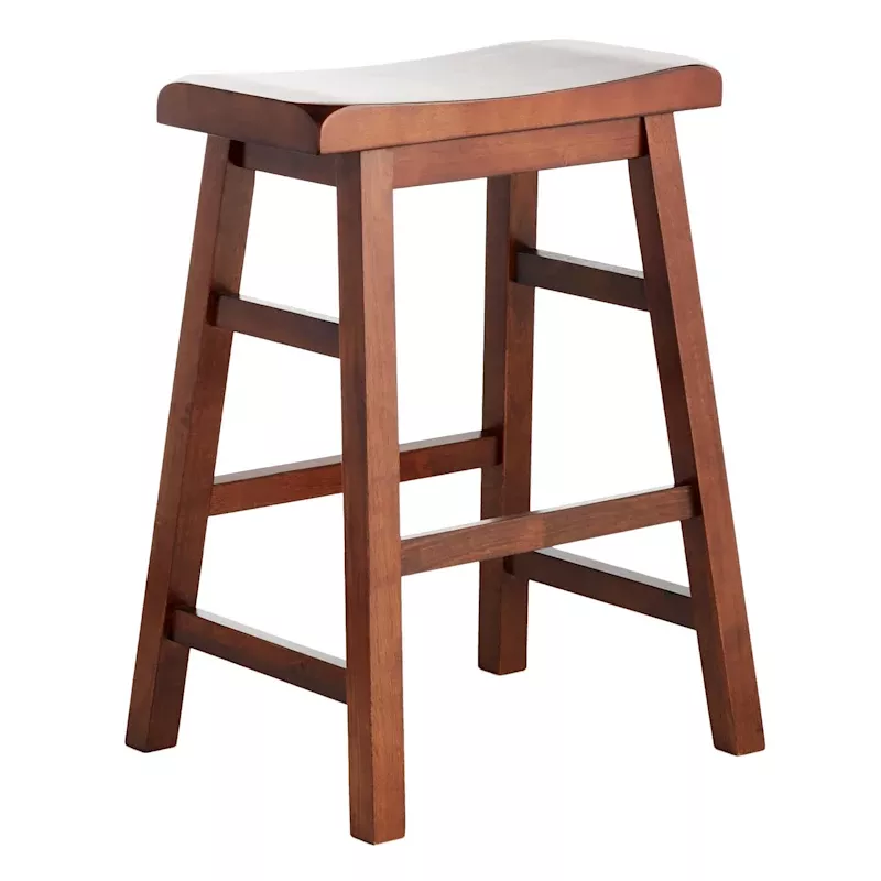 Dark Walnut Saddle Stool, 24"