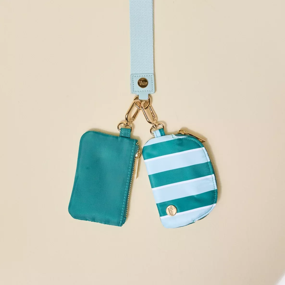 The Darling Effect - Dynamic Duo Pouch Wristlet, Sicily Stripes Teal