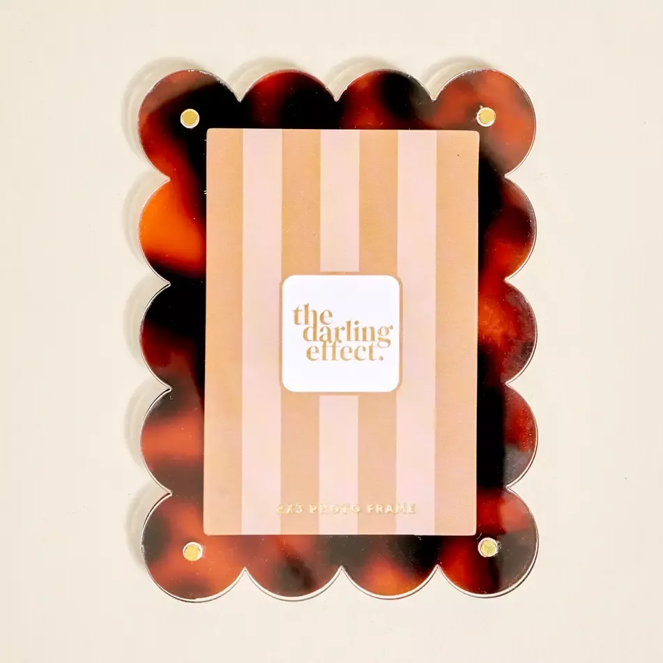 The Darling Effect - Rectangle Scalloped Acrylic Picture Frame, Tortoise