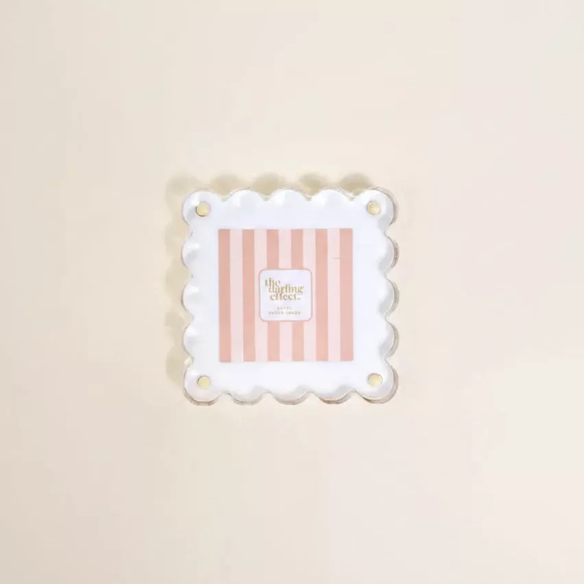 The Darling Effect - Small Scalloped Acrylic Picture Frame, White