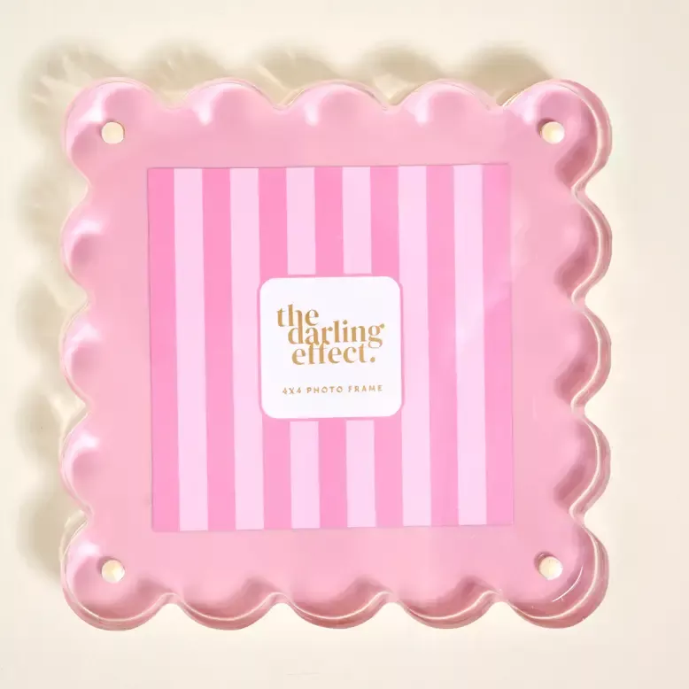 The Darling Effect - Square Scalloped Acrylic Picture Frame, Blush