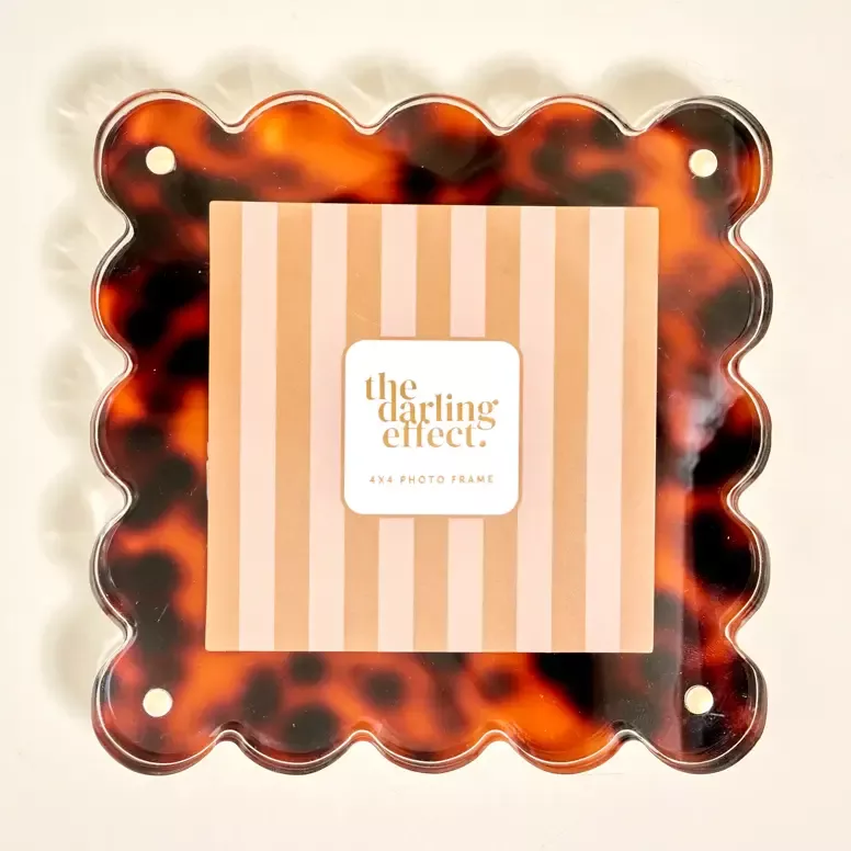 The Darling Effect - Square Scalloped Acrylic Picture Frame, Tortoise