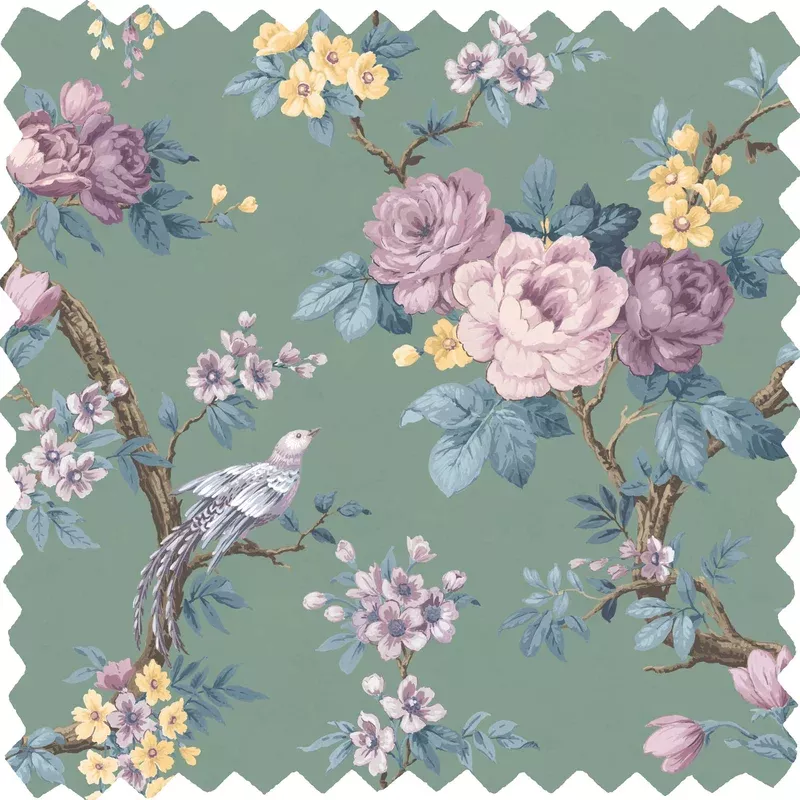 Dawn Chorus Forest Green Velvet Fabric