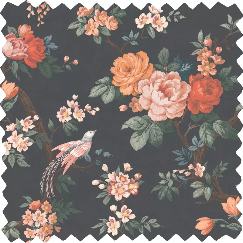 Dawn Chorus Noir Black Velvet Fabric