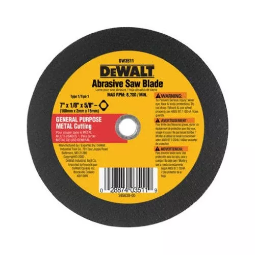 DeWalt DW3511 High Performance Metal Cutting Abrasive Saw Blade 7"