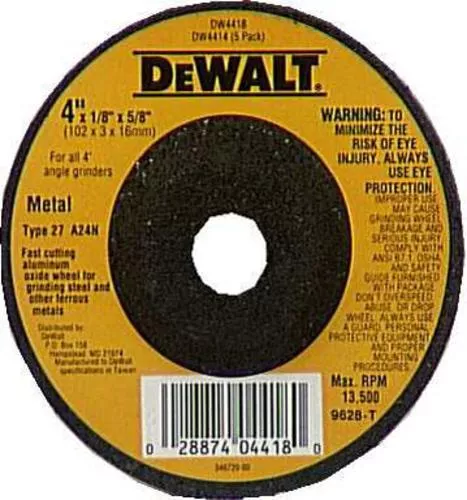 DeWalt DW4418 General Purpose Metal Cutting Grinding Wheel 4" X 1/8"